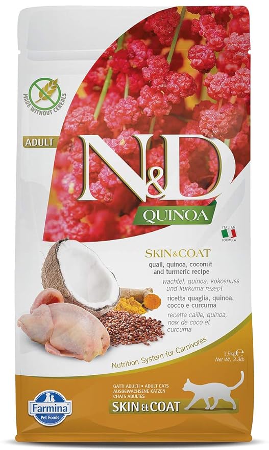 FARMINA N&D Quinoa Skin and Coat Dry Cat Pet Food, Adult 1.5kg
